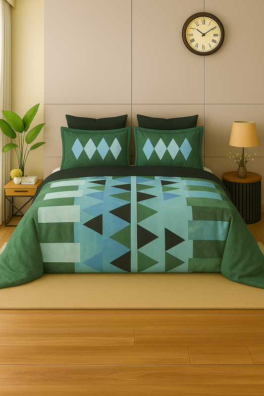Sukhshala Super King Bedsheet Set | 210 TC Cotton| 2 Pillow Covers | AHED6