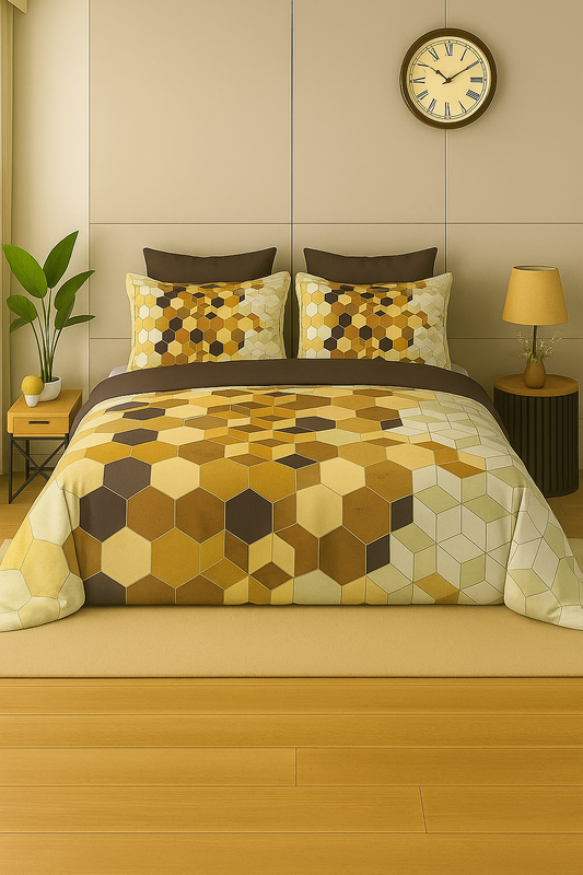 Sukhshala Super King Bedsheet Set | 210 TC Cotton| 2 Pillow Covers | AHED5