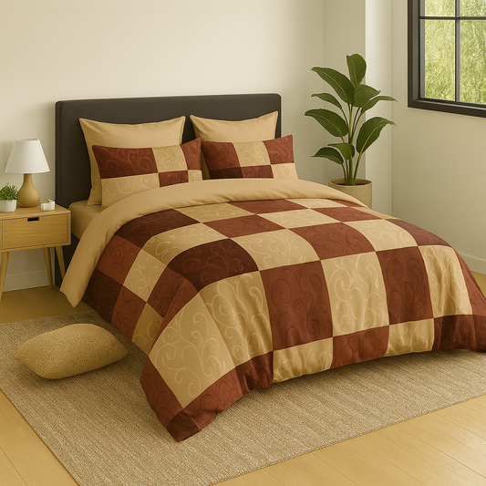 TANVAS Super King Bedsheet Set 108 x 120 cm| 210 TC Cotton|2 Pillow Covers | 100% COTTON | UNBLEACHED | UNIQUE DESIGNS | AHPO11