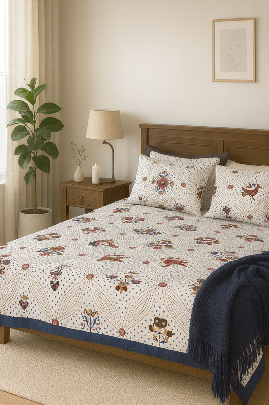 Cotton Bedsheet – Double Bed (90×100 inches) | 2 Pillow Covers | COD Available| JAIB05