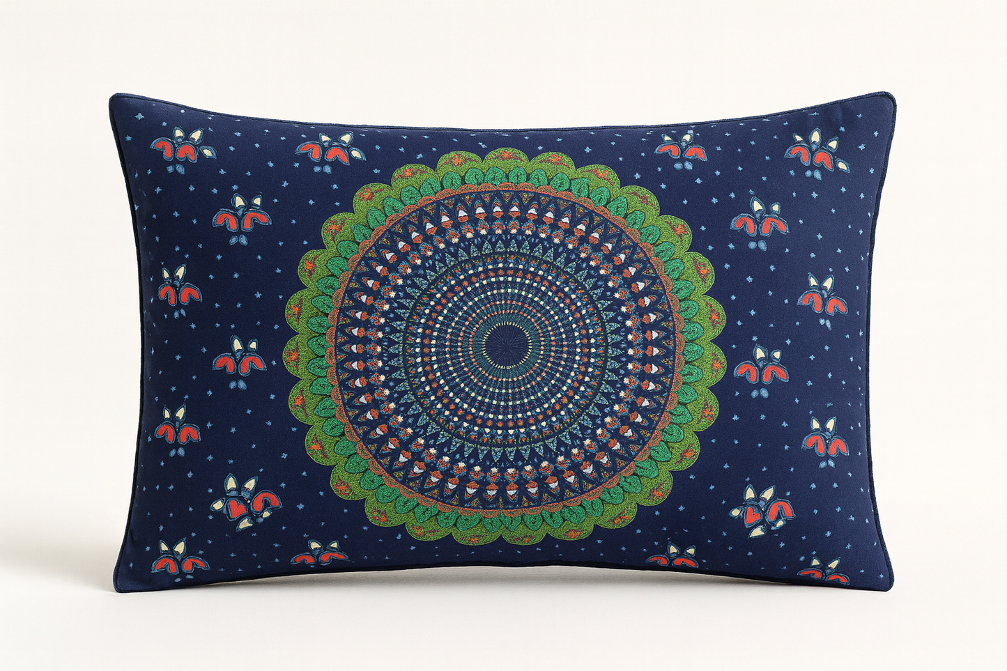 Blue Mandala Hand Block Printed Cotton Bedsheet Set – Double Bed (100×108 inches) | 2 Pillow Covers | 100% Pure Cotton | JAIMAN03