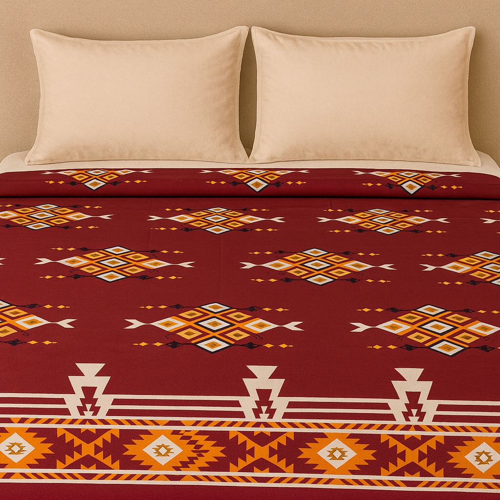 Nivriti Collection | Maroon Tribal Weave (Queen Size 90×108) | AHST16