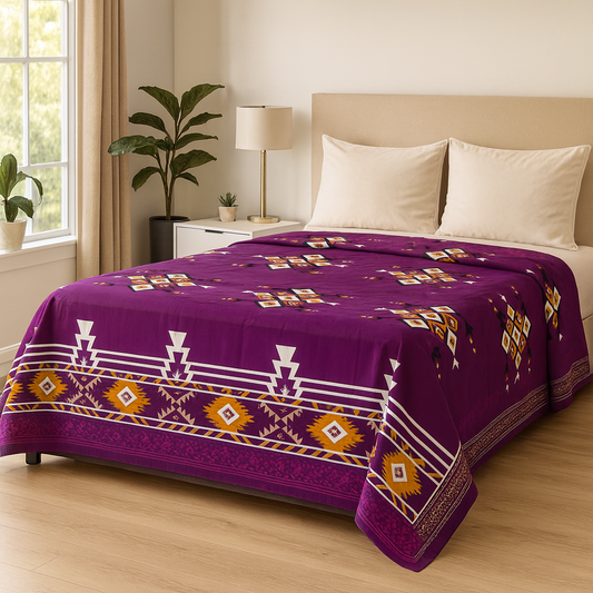 Nivriti Collection | Violet Ethnic Geo (Queen Size 90×108) | AHST17