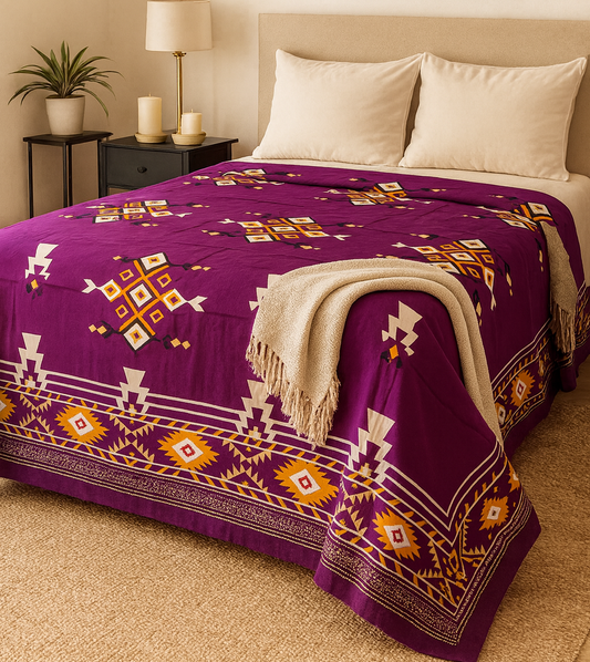 Nivriti Collection | Violet Ethnic Geo (Queen Size 90×108) | AHST17