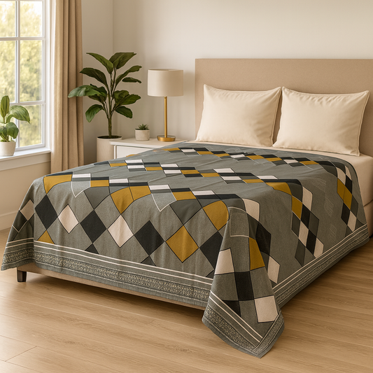 Nivriti Collection | Pure Cotton Queen Bedsheet (Grey Brown – 90×108 inches) | AHST18