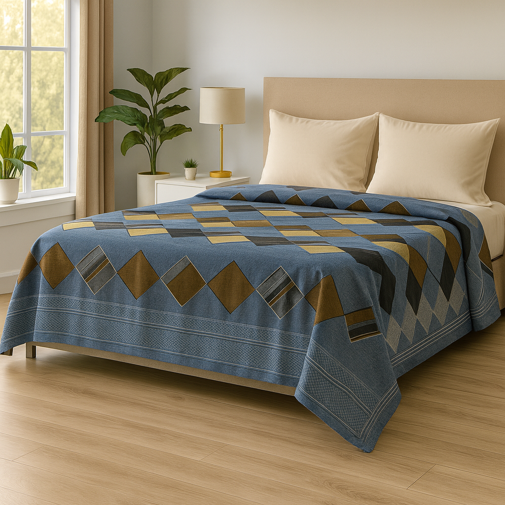 Nivriti Collection | Pure Cotton Queen Bedsheet (Grey Blue – 90×108 inches) | AHST19