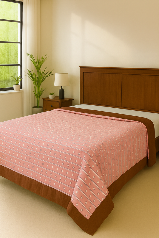 Aashray Decor’s Reversible Cotton Double Bed Dohar – Floral & Polka Print