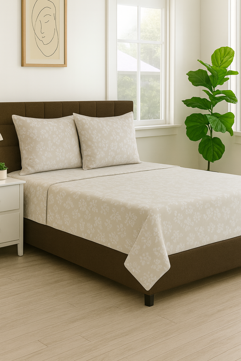 Cotton Super King Size Bedsheet with Pillow Covers