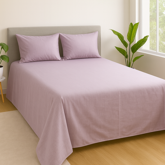 Aashray Decor 100% Cotton Double Bed Bedsheet with 2 Pillow Covers | King Size (275 x 275 cm) | Solid Light Onion Color | Soft, Breathable & Durable Fabric