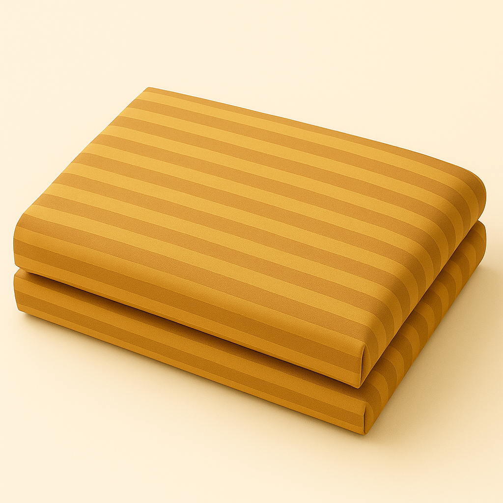 Mustard Striped 100% Cotton King Bedsheet Set | 300 TC | GGP05