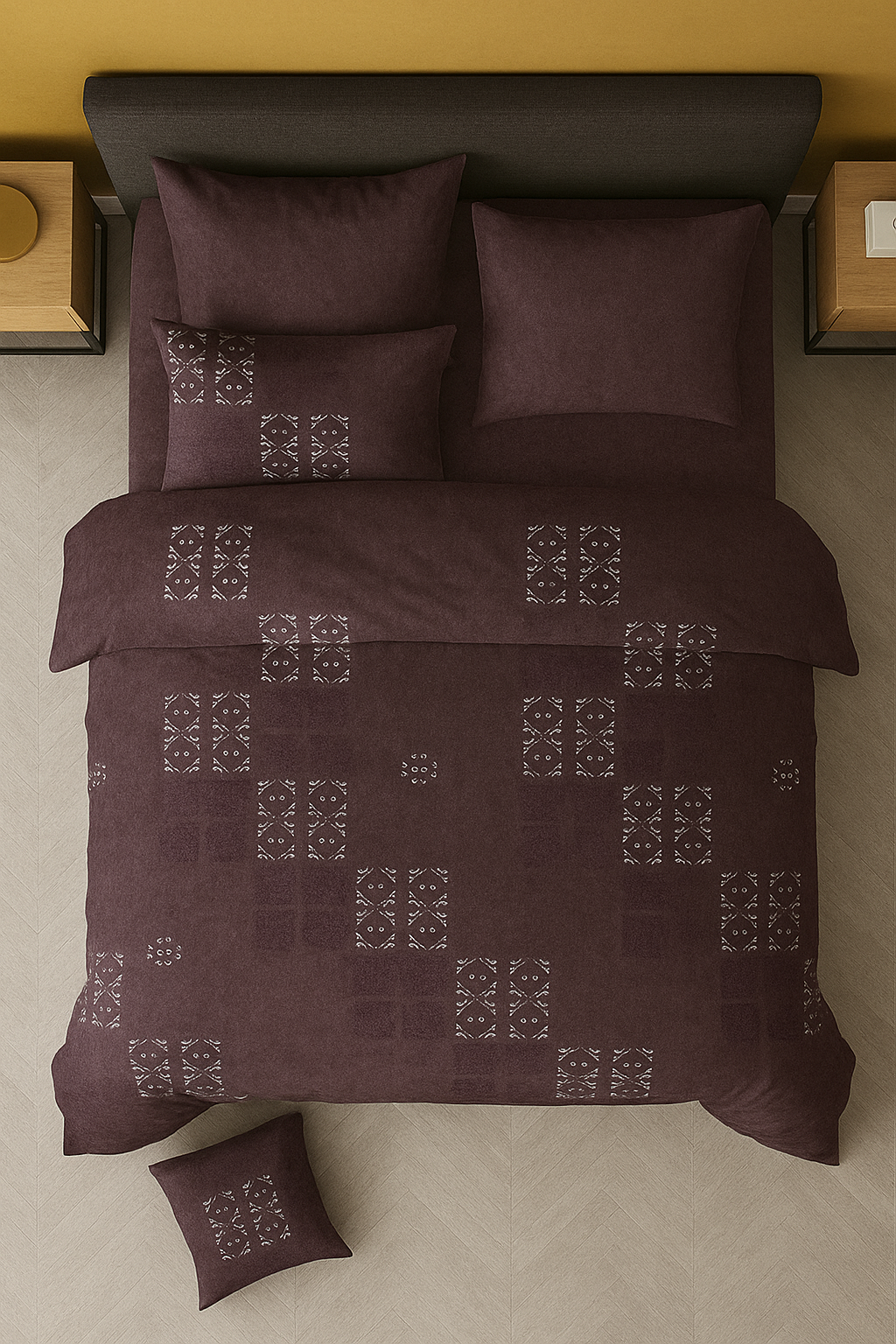 TANVAS Super King Bedsheet Set 108 x 120 cm | 210 TC Cotton|2 Pillow Covers | 100% COTTON | UNBLEACHED | UNIQUE DESIGNS | AHPO2