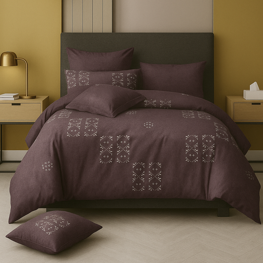 TANVAS Super King Bedsheet Set 108 x 120 cm | 210 TC Cotton|2 Pillow Covers | 100% COTTON | UNBLEACHED | UNIQUE DESIGNS | AHPO2