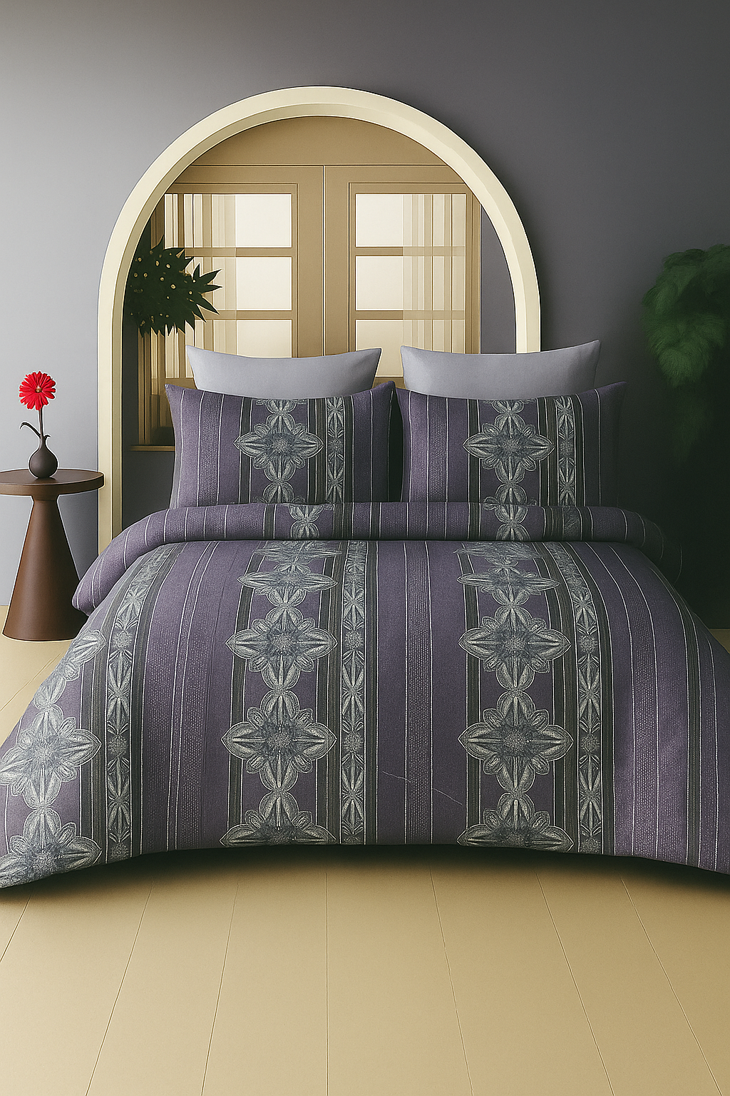 TANVAS Super King Bedsheet Set 108 x 120 cm| 210 TC Cotton|2 Pillow Covers | 100% COTTON | UNBLEACHED | UNIQUE DESIGNS | AHPO4