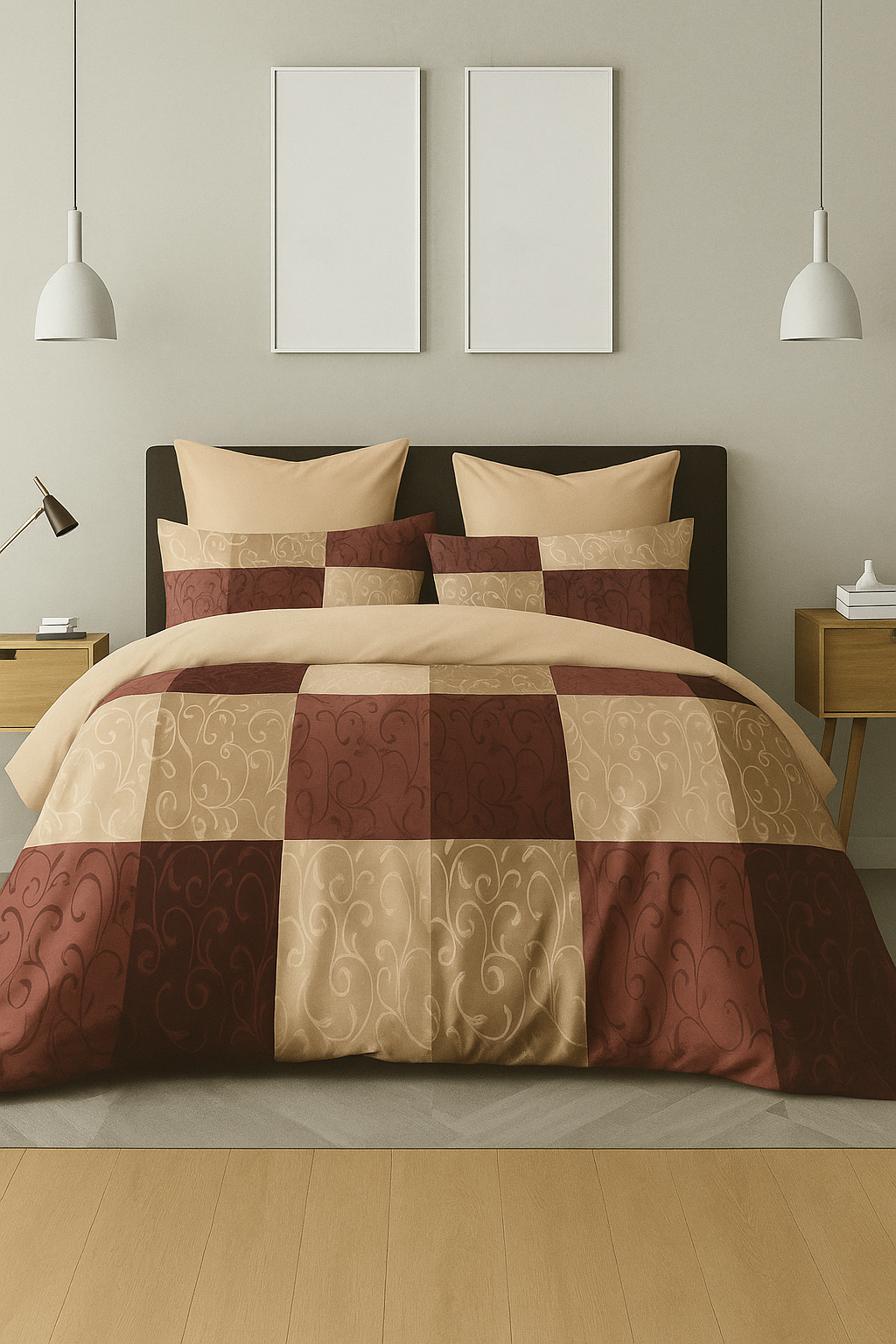 TANVAS Super King Bedsheet Set 108 x 120 cm| 210 TC Cotton|2 Pillow Covers | 100% COTTON | UNBLEACHED | UNIQUE DESIGNS | AHPO11