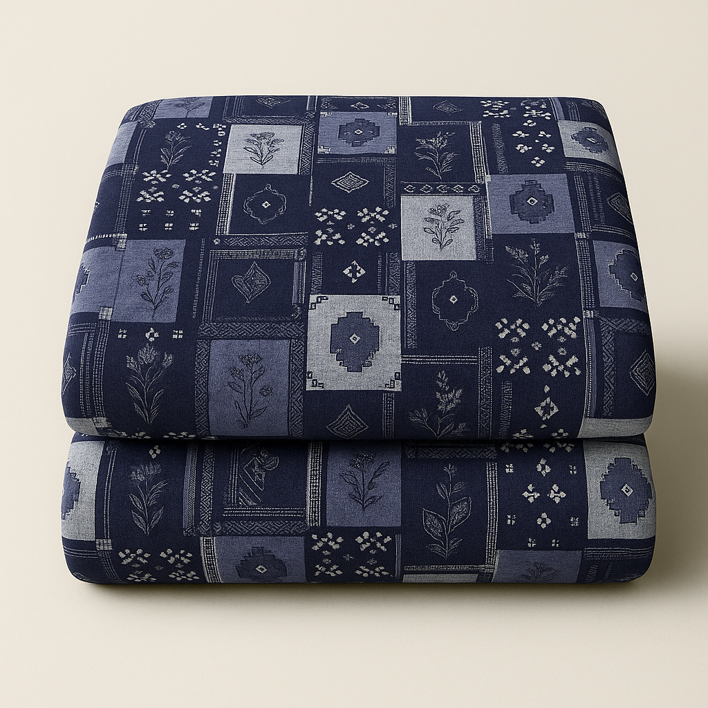 TANVAS Super King Bedsheet Set 108 x 120 cm| 210 TC Cotton|2 Pillow Covers | 100% COTTON | UNBLEACHED | UNIQUE DESIGNS | AHPO6