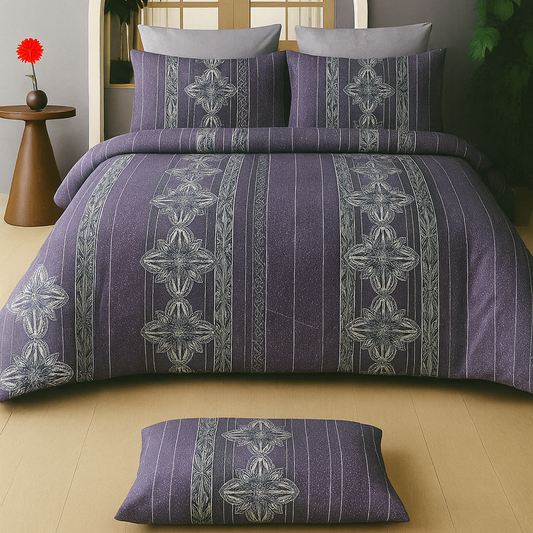 TANVAS Super King Bedsheet Set 108 x 120 cm| 210 TC Cotton|2 Pillow Covers | 100% COTTON | UNBLEACHED | UNIQUE DESIGNS | AHPO4