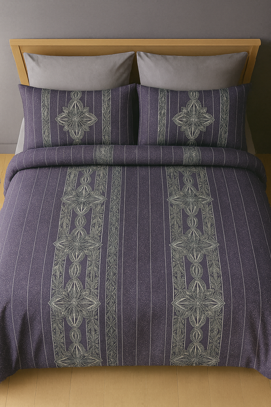 TANVAS Super King Bedsheet Set 108 x 120 cm| 210 TC Cotton|2 Pillow Covers | 100% COTTON | UNBLEACHED | UNIQUE DESIGNS | AHPO4