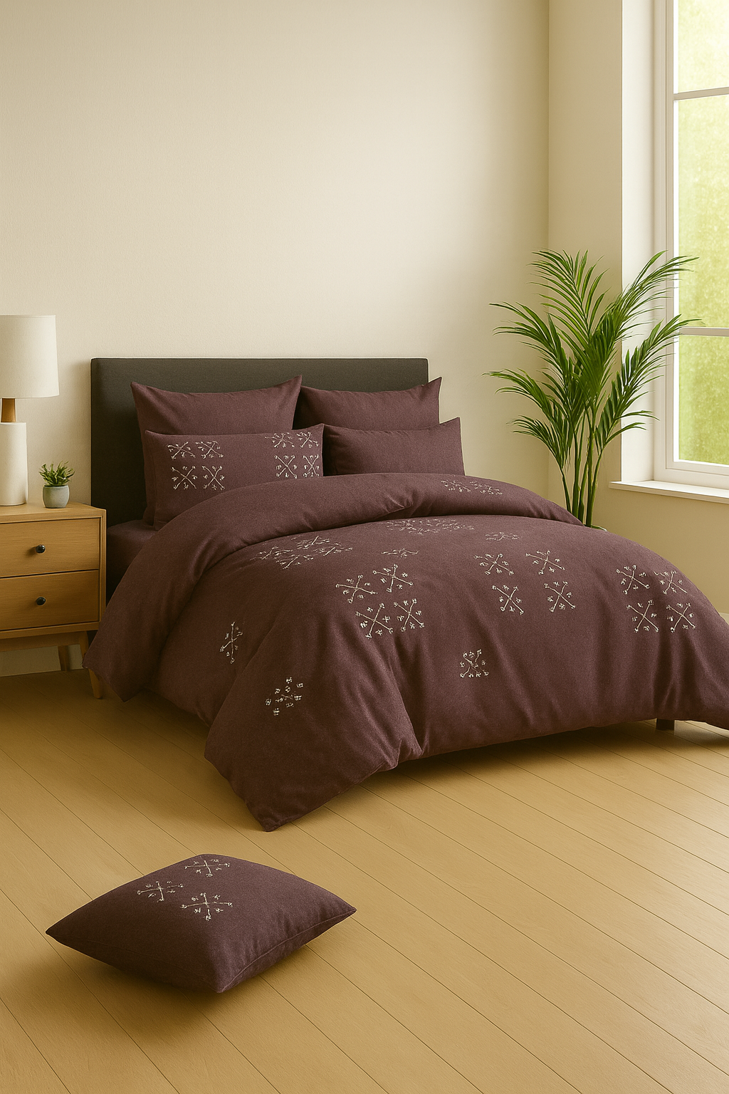 TANVAS Super King Bedsheet Set 108 x 120 cm | 210 TC Cotton|2 Pillow Covers | 100% COTTON | UNBLEACHED | UNIQUE DESIGNS | AHPO2