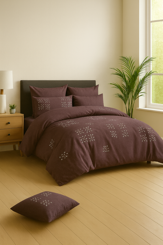 TANVAS Super King Bedsheet Set 108 x 120 cm | 210 TC Cotton|2 Pillow Covers | 100% COTTON | UNBLEACHED | UNIQUE DESIGNS | AHPO2