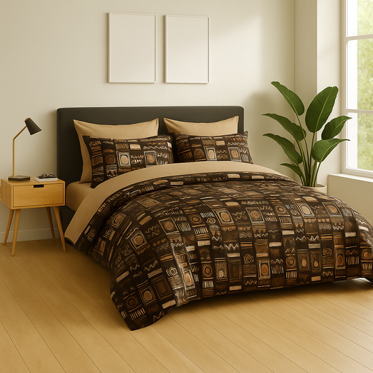 TANVAS Super King Bedsheet Set 108 x 120 cm| 210 TC Cotton|2 Pillow Covers | 100% COTTON | UNBLEACHED | UNIQUE DESIGNS | AHPO9