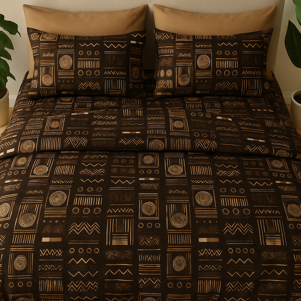 TANVAS Super King Bedsheet Set 108 x 120 cm| 210 TC Cotton|2 Pillow Covers | 100% COTTON | UNBLEACHED | UNIQUE DESIGNS | AHPO9