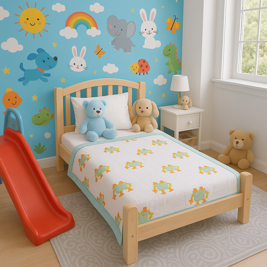 Pure Mulmul Cotton Baby Dohar | Organic Dyes | For Ages 0 to 5 Years | Cute Baby Prints