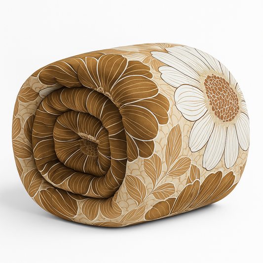 Aashray Decor Super Soft Glace Cotton 350 TC King Size Ac Comforter/Blanket/Duvet For Double Bed - GGCOM04 (Golden Bloom)