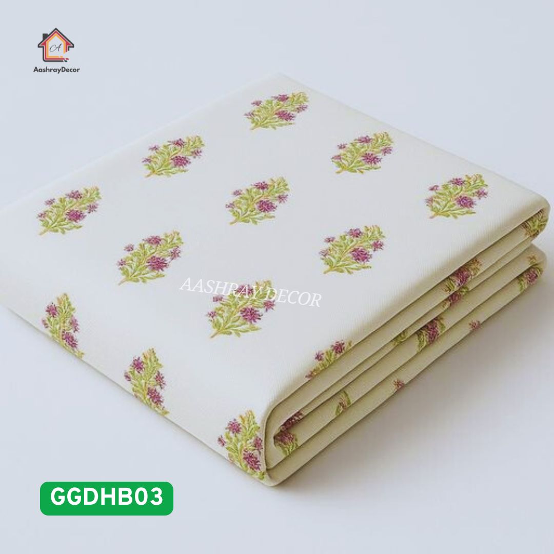 Pink and White Handcrafted Duck Cotton Bedcover Set- Linen Canvas Weave – King Size (275 x 275 cm)