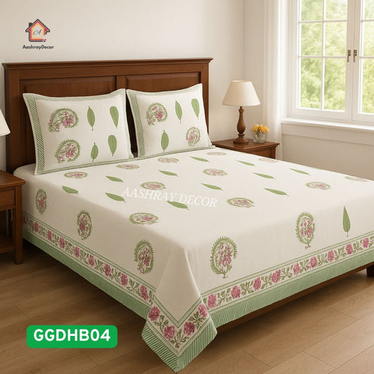 White and Pink Heavy Cotton King Bedcover Set – Duck Fabric | 275 x 275 cm | Linen Canvas Weave