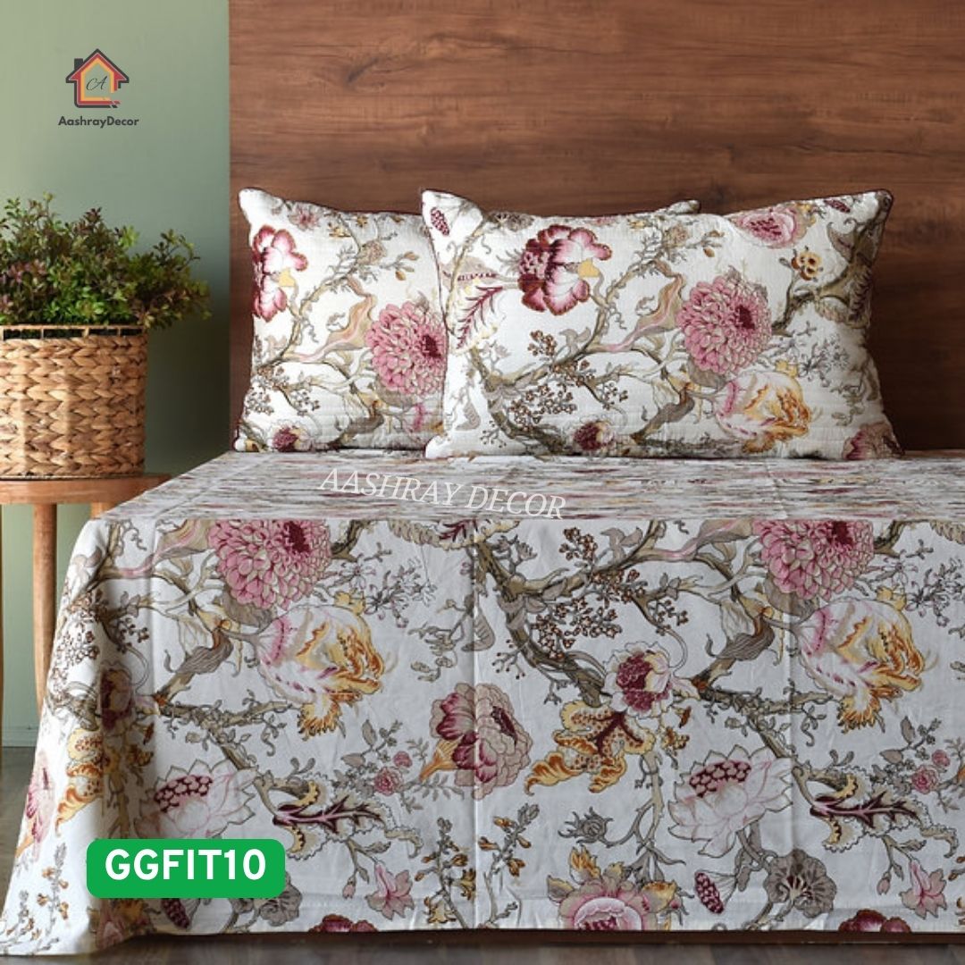 100% Cotton Elastic Fitted Bedsheet | Soft Touch | Anti-Fade | 275x275 cm | Royal Botanica