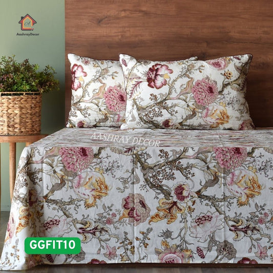 100% Cotton Elastic Fitted Bedsheet | Soft Touch | Anti-Fade | 275x275 cm | Royal Botanica