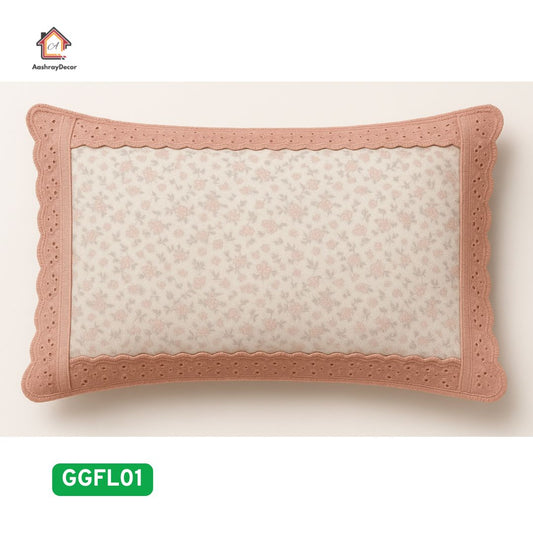 Peach Whisper – 100% Cotton King Size Bedsheet Set | Soft Peach Floral | 300 TC | With 2 Lace Pillow Covers