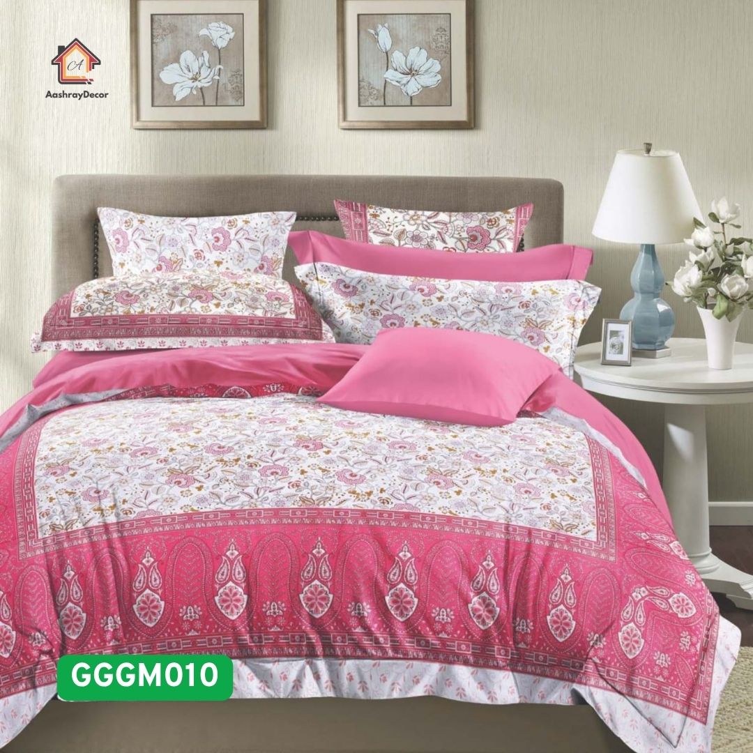 Chandrika – 100% Cotton King Size Bedsheet Set (108 x 108 in) with 2 Pillow Covers | Soft, Floral & Breathable | Made in India