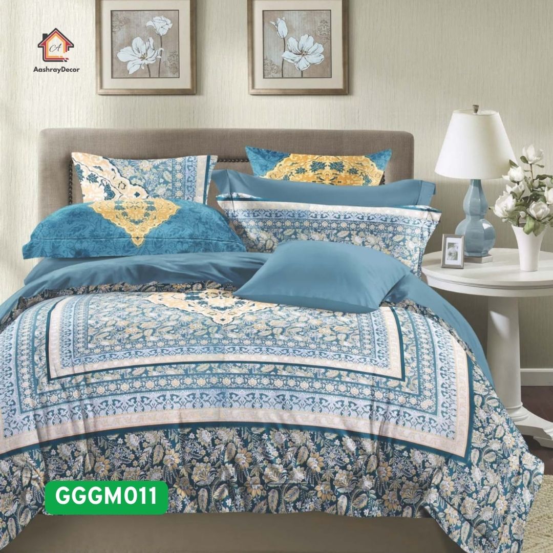 Ruhani – 100% Cotton King Size Floral Bedsheet Set- 120 TC | Soft & Breathable | With 2 Pillow Covers