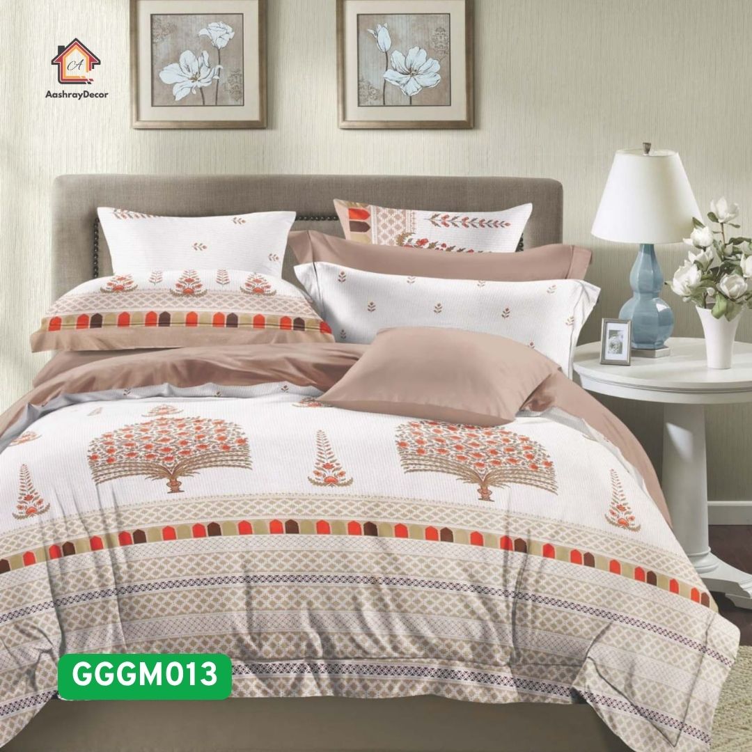 Padmaja 100% Cotton King Size Bedsheet with pillow covers | 120TC