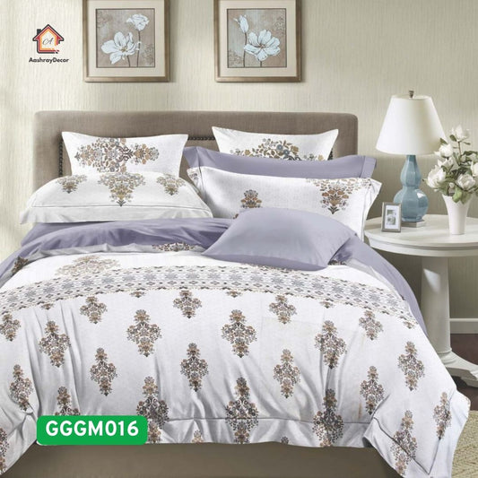 Taruni – 100% Cotton King Size Bedsheet Set | Elegant Floral Print | Soft, Cool & Breathable | With 2 Pillow Covers