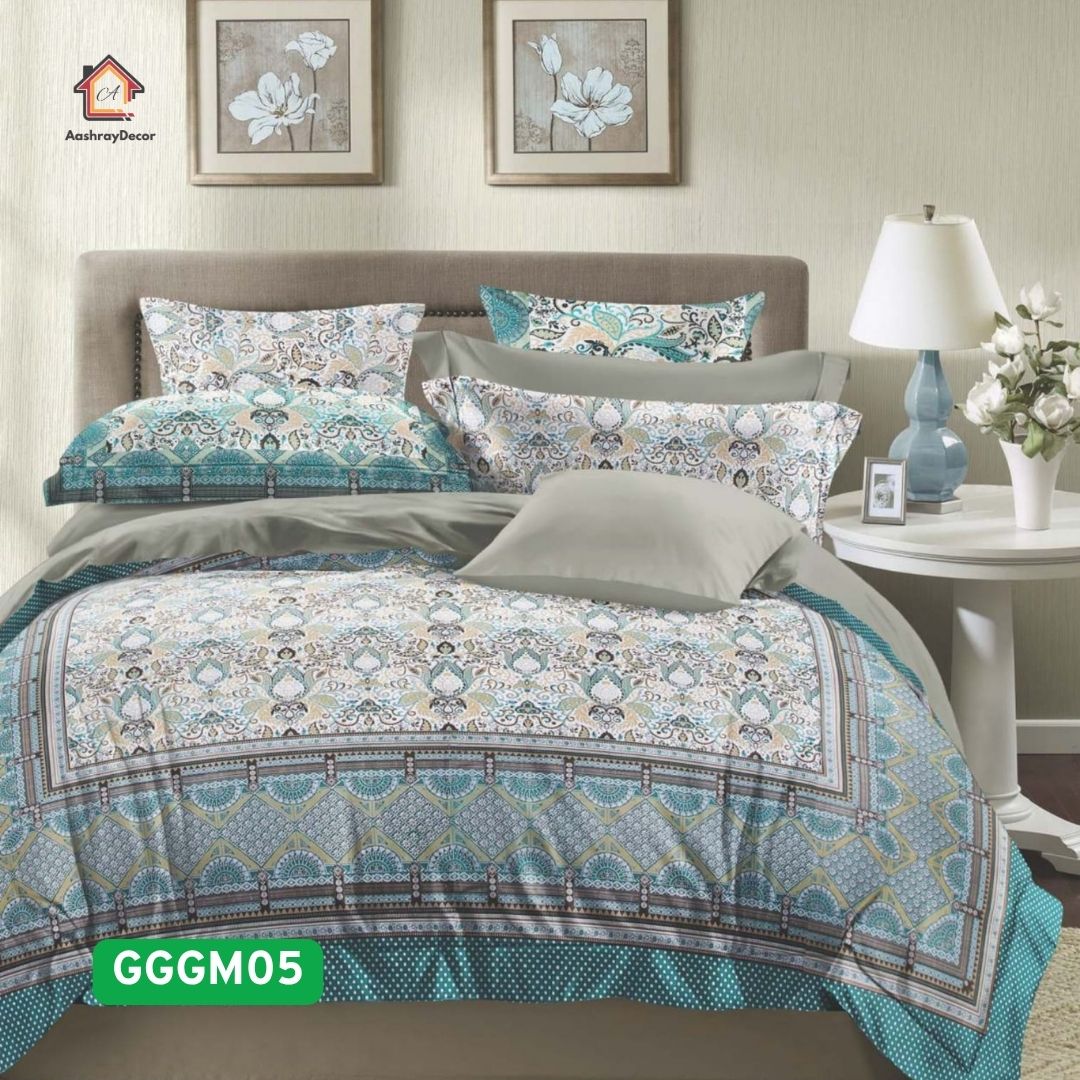 Gulnaaz – 100% Cotton Floral Bedsheet Set | King Size - 120TC