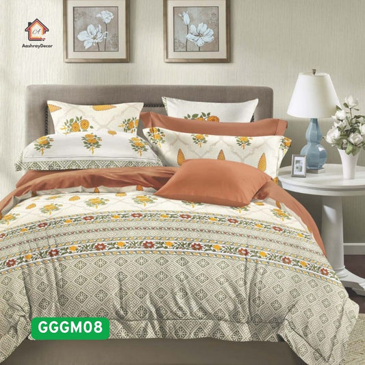 Sugandha – 100% Cotton Floral Bedsheet Set | King Size (108 x 108 in) | With 2 Pillow Covers