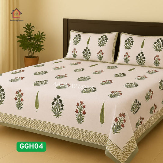 Royal Garden – 100% Cotton Heritage Print Bedsheet | King Size (228 x 275 cm) | With 2 Pillow Covers