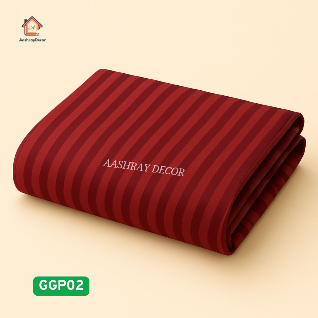 Red Striped 100% Cotton King Bedsheet Set with 2 Pillow Covers | 300 TC | GGP02