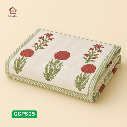 Parcel Screen Hand Block Bedsheet | King Size | 100% Cotton | 275 x 275 cm