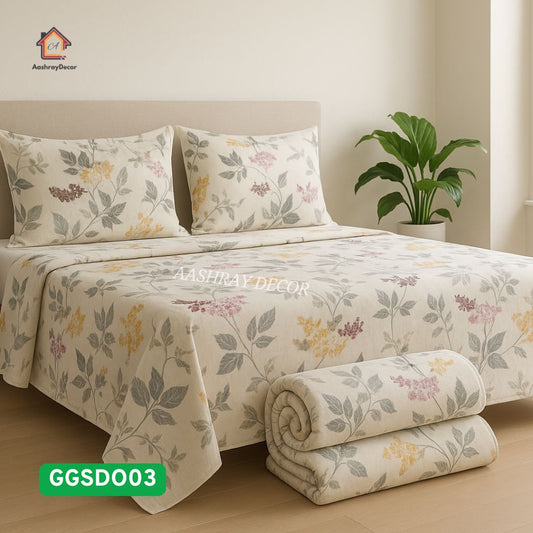 Blossom Haze – 2 Pcs Reversible Cotton Dohar Set  | 300 GSM | Floral Print