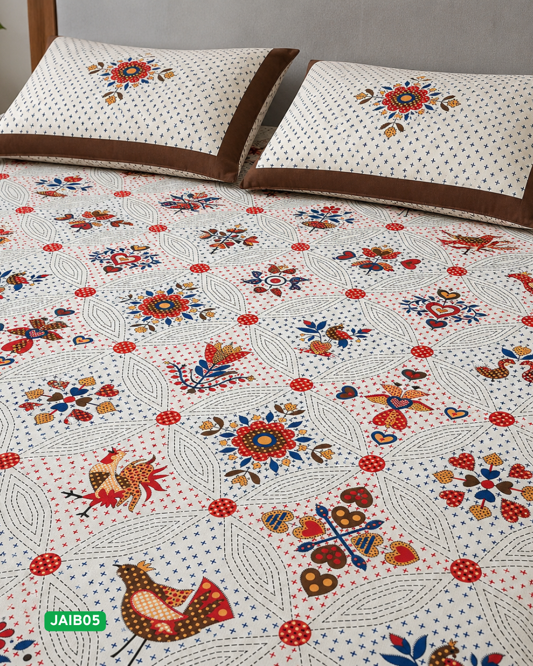 Cotton Bedsheet – Double Bed (90×100 inches) | 2 Pillow Covers | COD Available| JAIB05