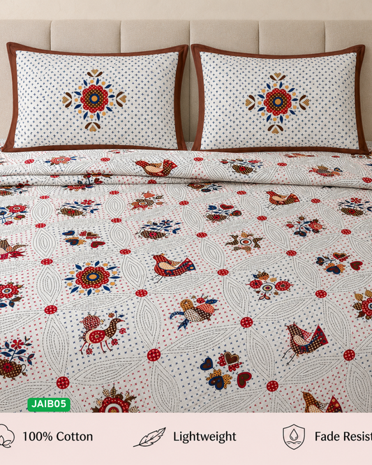 Cotton Bedsheet – Double Bed (90×100 inches) | 2 Pillow Covers | COD Available| JAIB05