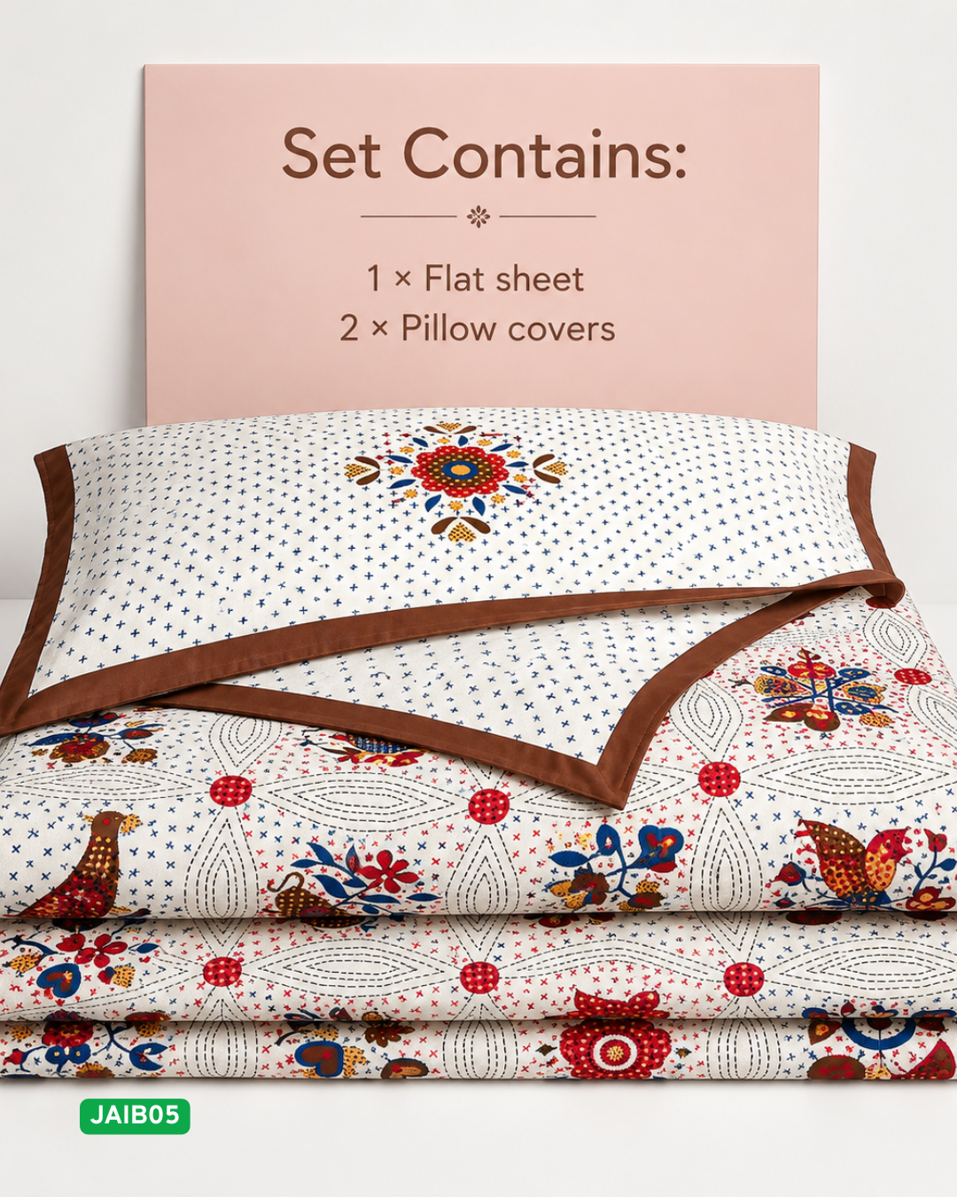 Cotton Bedsheet – Double Bed (90×100 inches) | 2 Pillow Covers | COD Available| JAIB05
