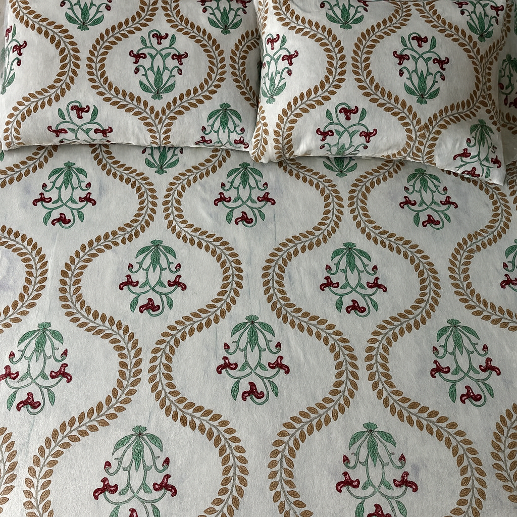 GULDUSTA 108×108 King Size Pure Cotton Bedsheet Set | JAIBP01