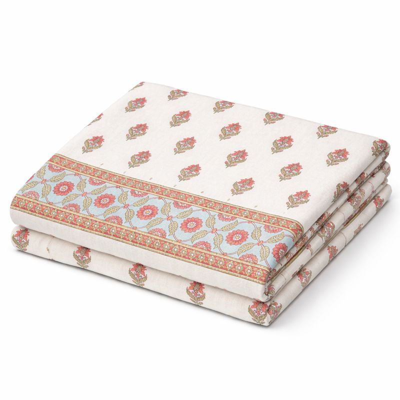 Aashray Decor King Size Pure Cotton Bedsheet Set – Floral Jaipuri Print with Zipper Pillow Covers | JP02