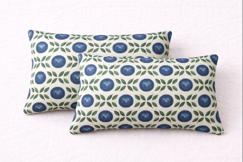 Aashray Decor JP15 – King Size Pure Cotton Bedsheet Set – Blue Floral Jaipuri Print with Zipper Pillow Covers