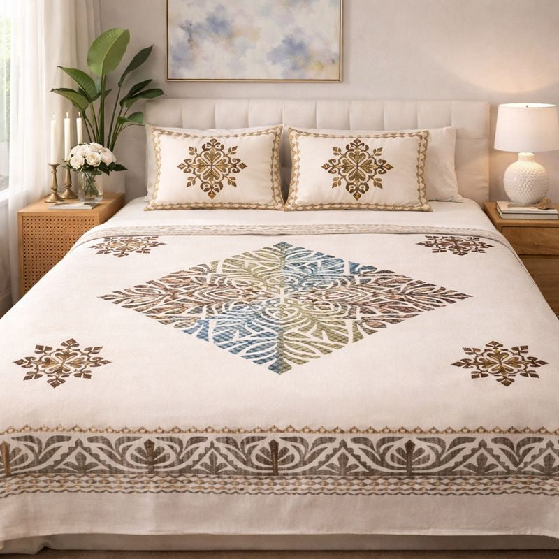 Aashray Decor Premium King Size Pure Cotton Bedsheet Set – JP18