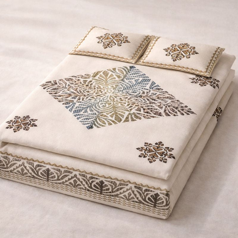 Aashray Decor Premium King Size Pure Cotton Bedsheet Set – JP18